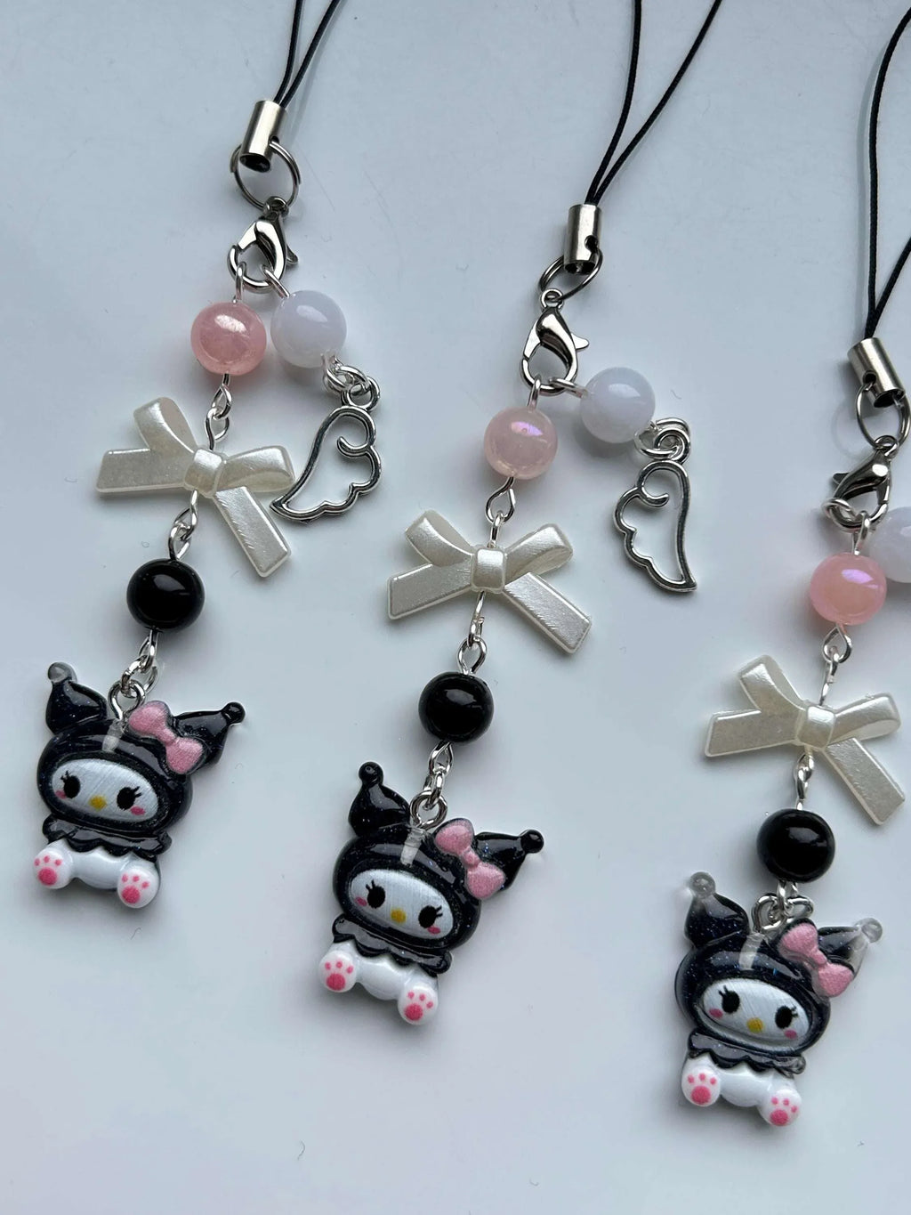 HANDMADE Cute Sanrio Themed Kuromi Phone Charm - Beadsbylillixx