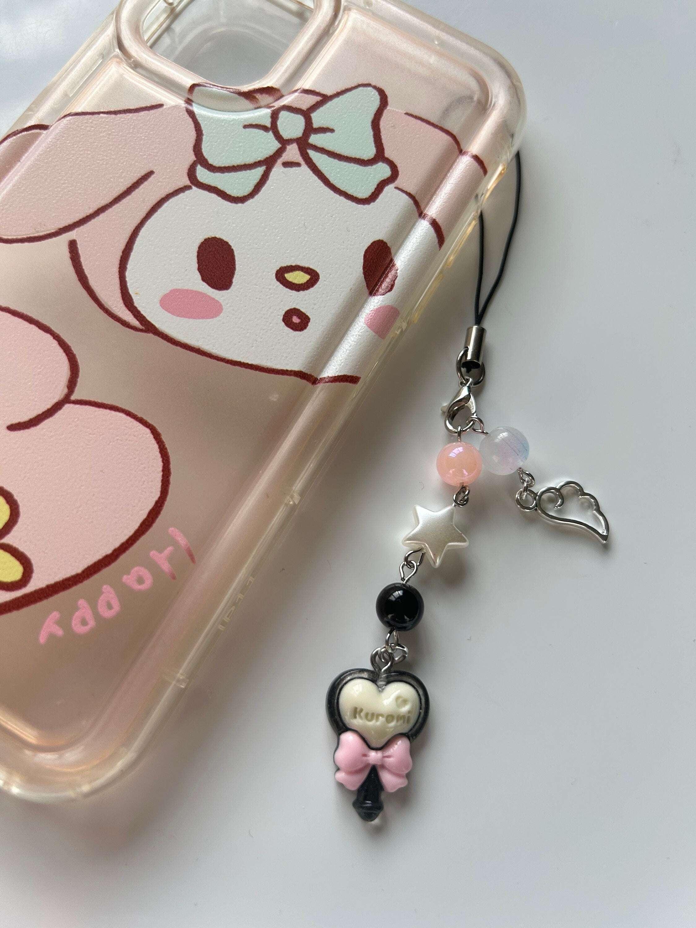 HANDMADE Cute Sanrio Themed Kuromi Phone Charm - Beadsbylillixx