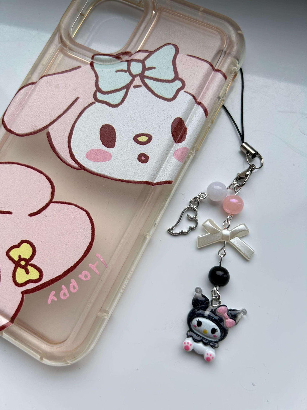 HANDMADE Cute Sanrio Themed Kuromi Phone Charm - Beadsbylillixx