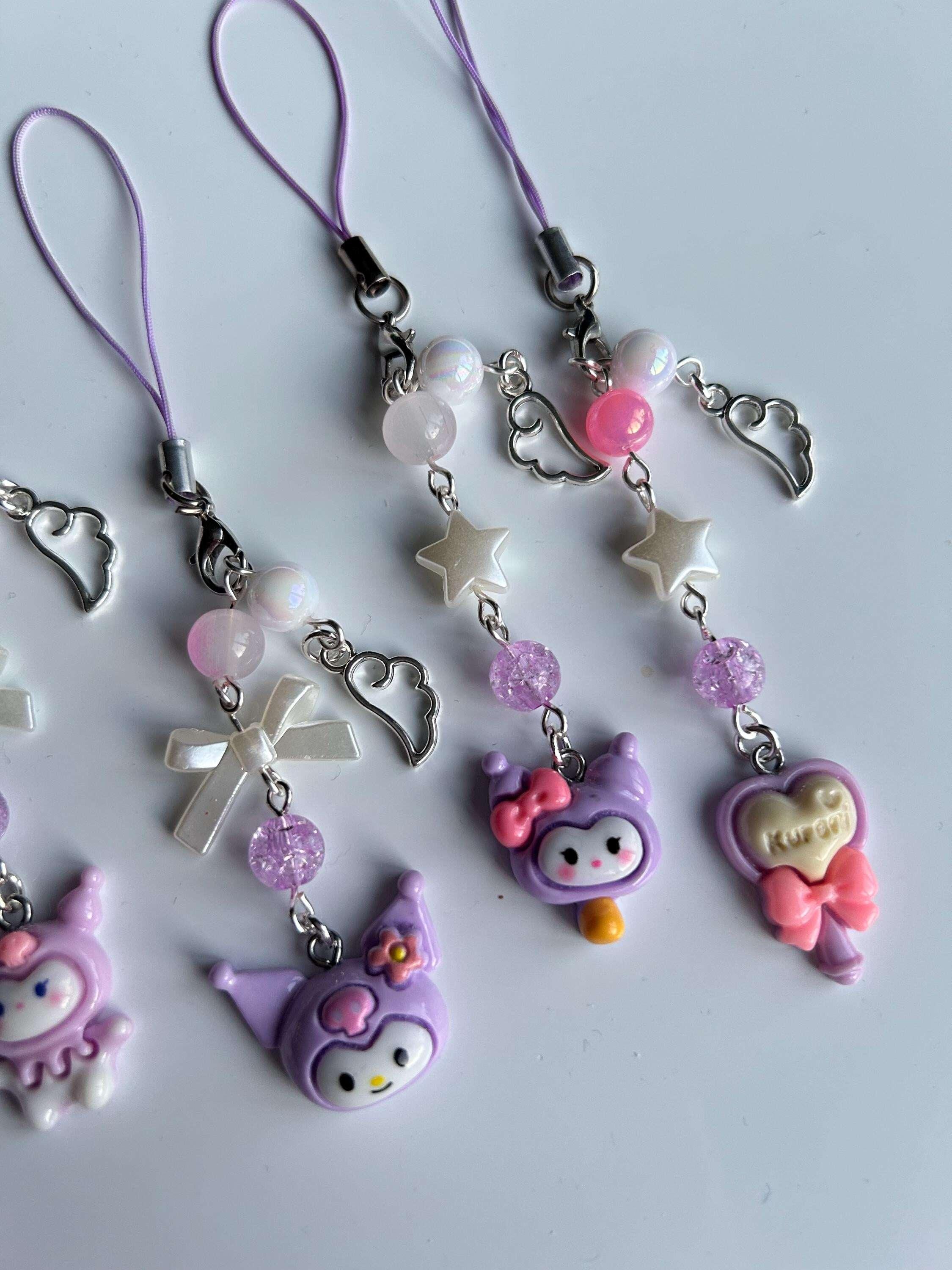 HANDMADE Cute Sanrio Themed Kuromi Phone Charm - Beadsbylillixx