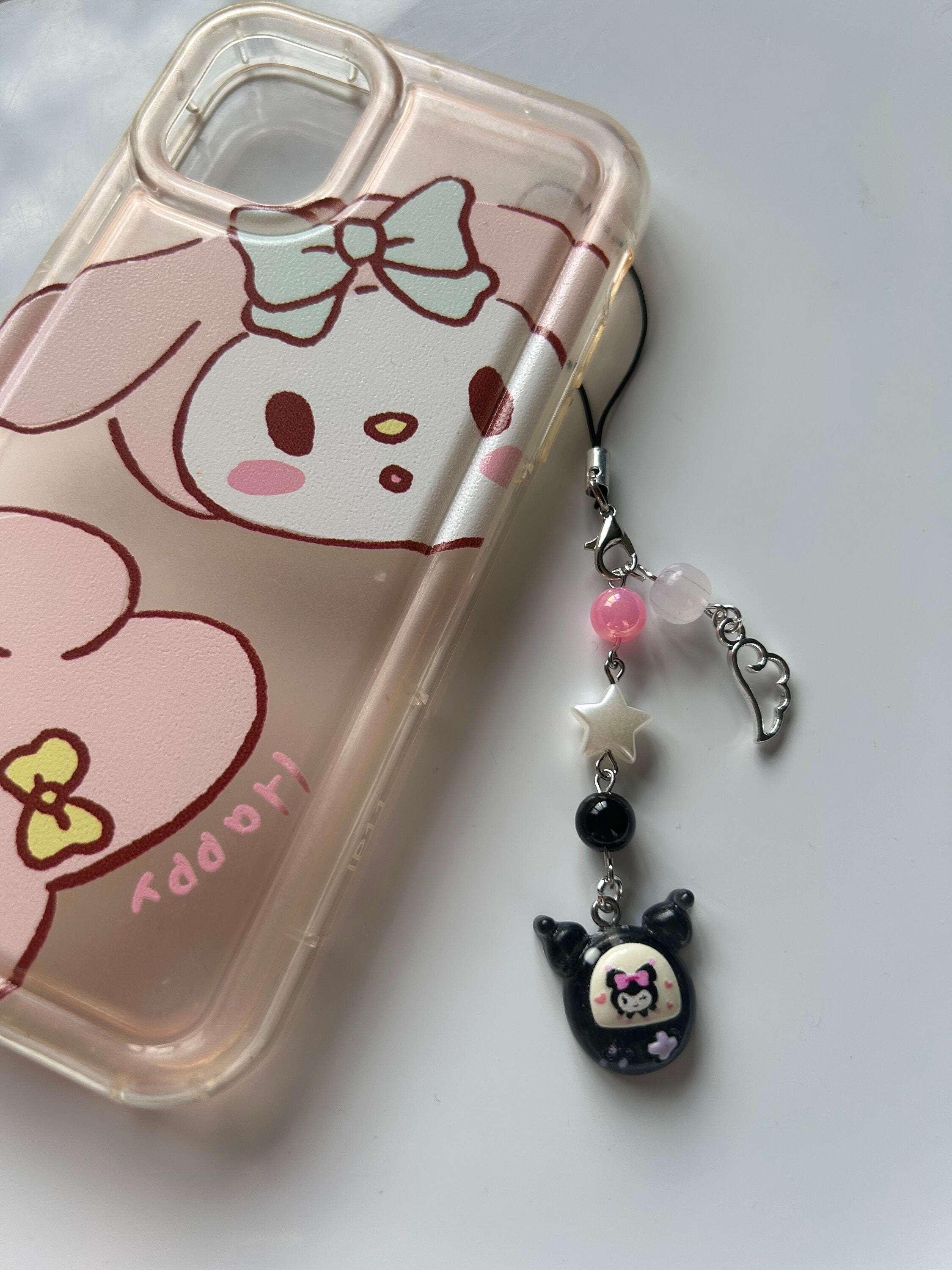 HANDMADE Cute Sanrio Themed Kuromi Phone Charm - Beadsbylillixx