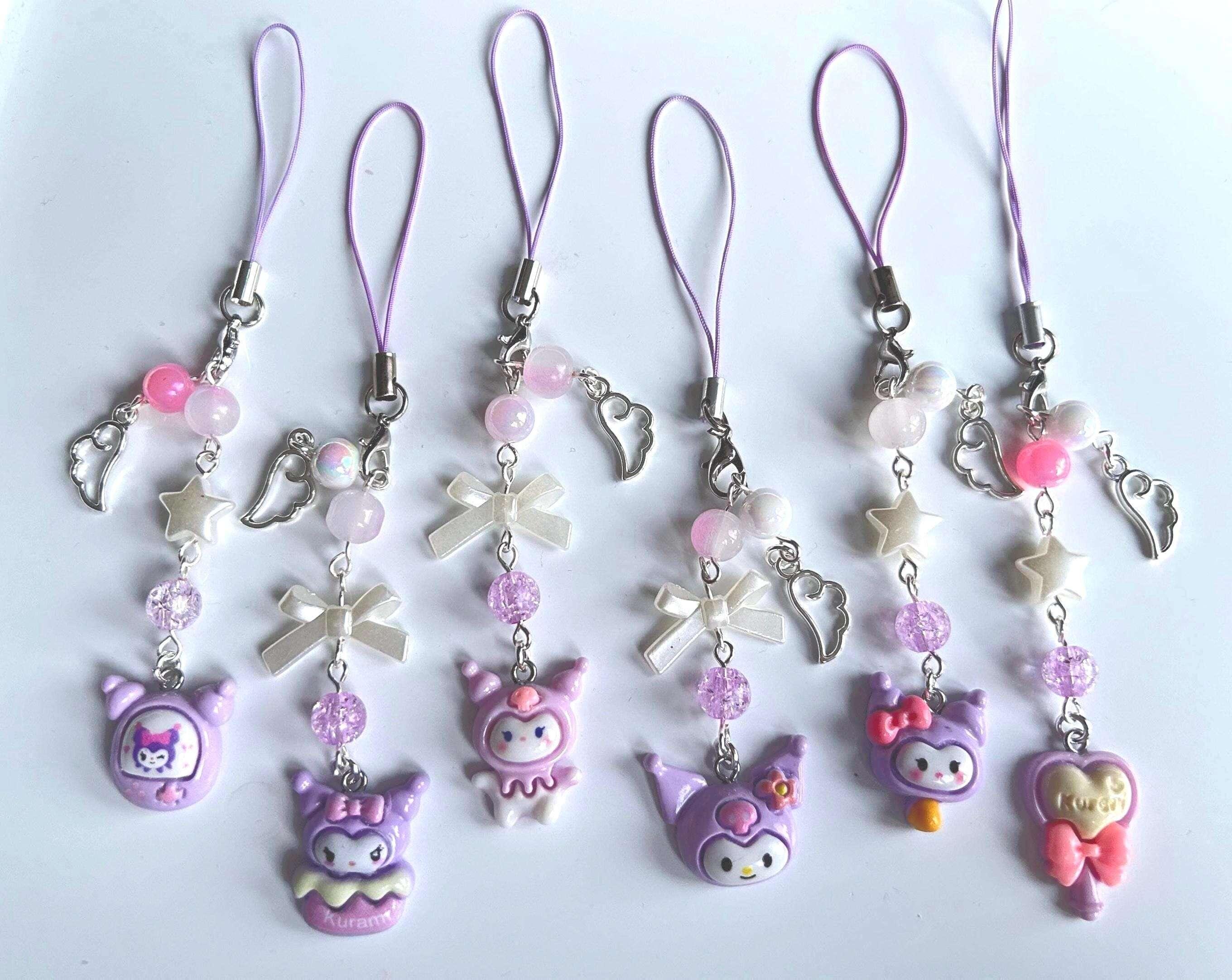 HANDMADE Cute Sanrio Themed Kuromi Phone Charm - Beadsbylillixx