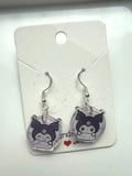 Handmade Cute Sanrio Themed kuromi Sterling Silver Earrings Beadsbylillixx