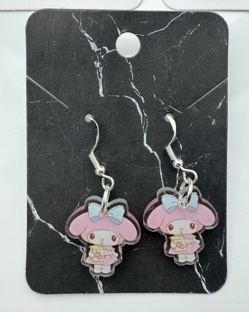 Handmade Cute Sanrio Themed My Melody and My sweet piano Sterling Silver Earrings Beadsbylillixx