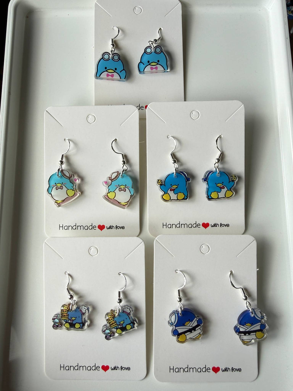 Handmade Cute Sanrio Themed TuxedoSam Sterling Silver Earrings Beadsbylillixx