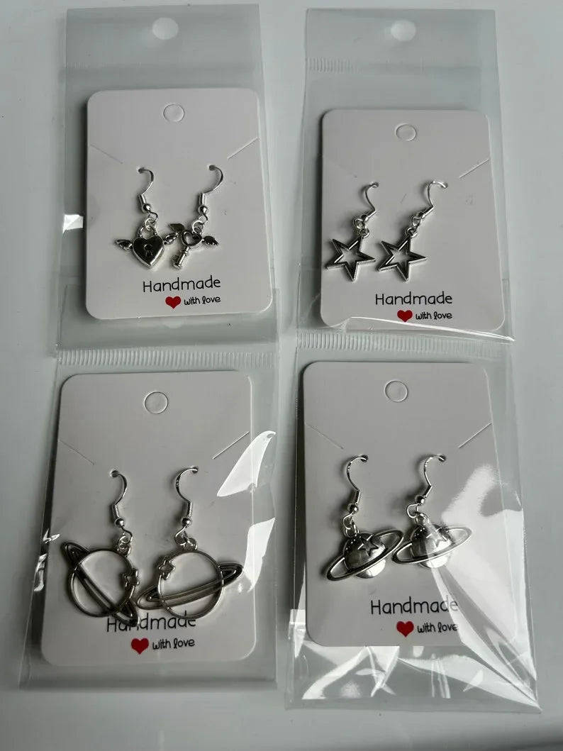 Handmade Cute Sterling Silver Earrings, Fish hook earrings, Planet earrings, key and lock, star earrings Beadsbylillixx