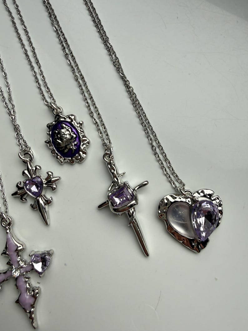 Handmade Fairy Whimsical Purple Gem Necklace 17” Beadsbylillixx