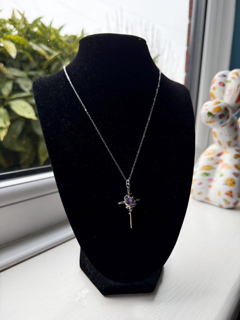 Handmade Fairy Whimsical Purple Gem Necklace 17” Beadsbylillixx