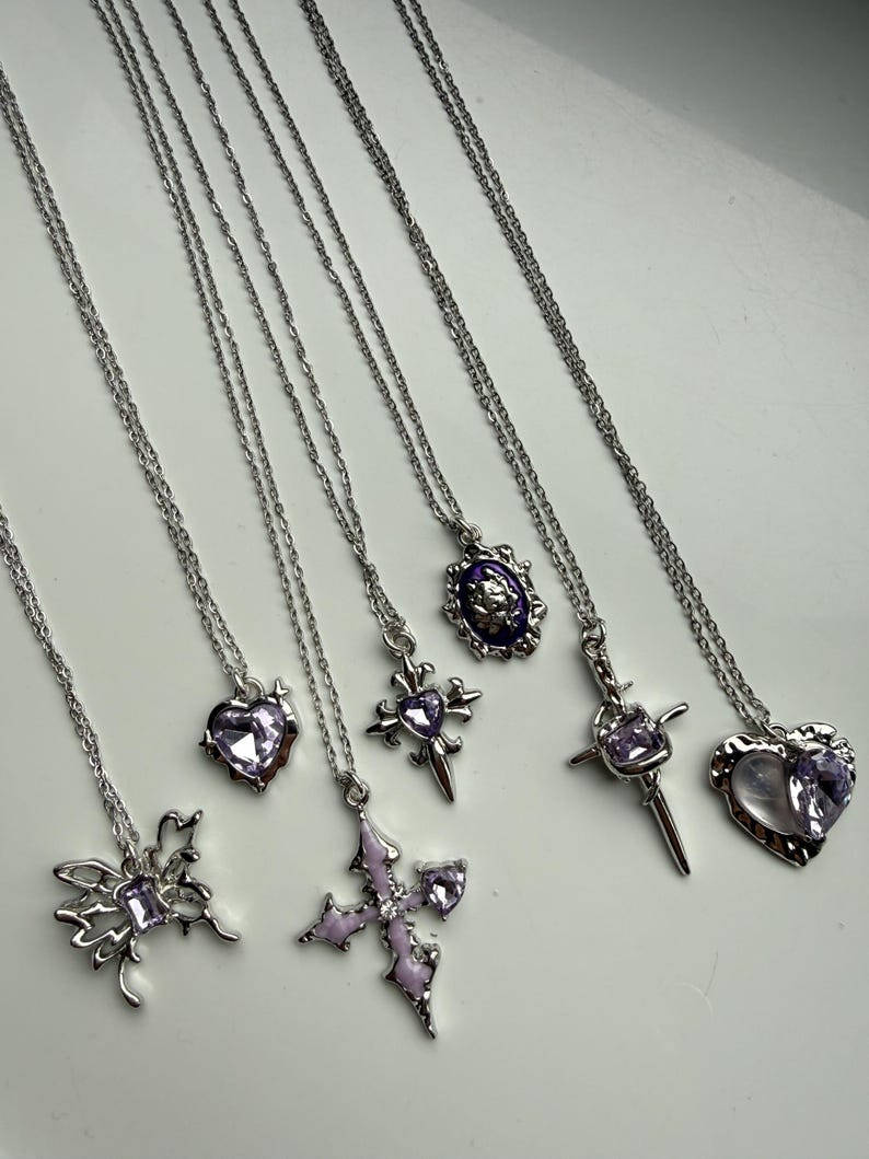 Handmade Fairy Whimsical Purple Gem Necklace 17” Beadsbylillixx