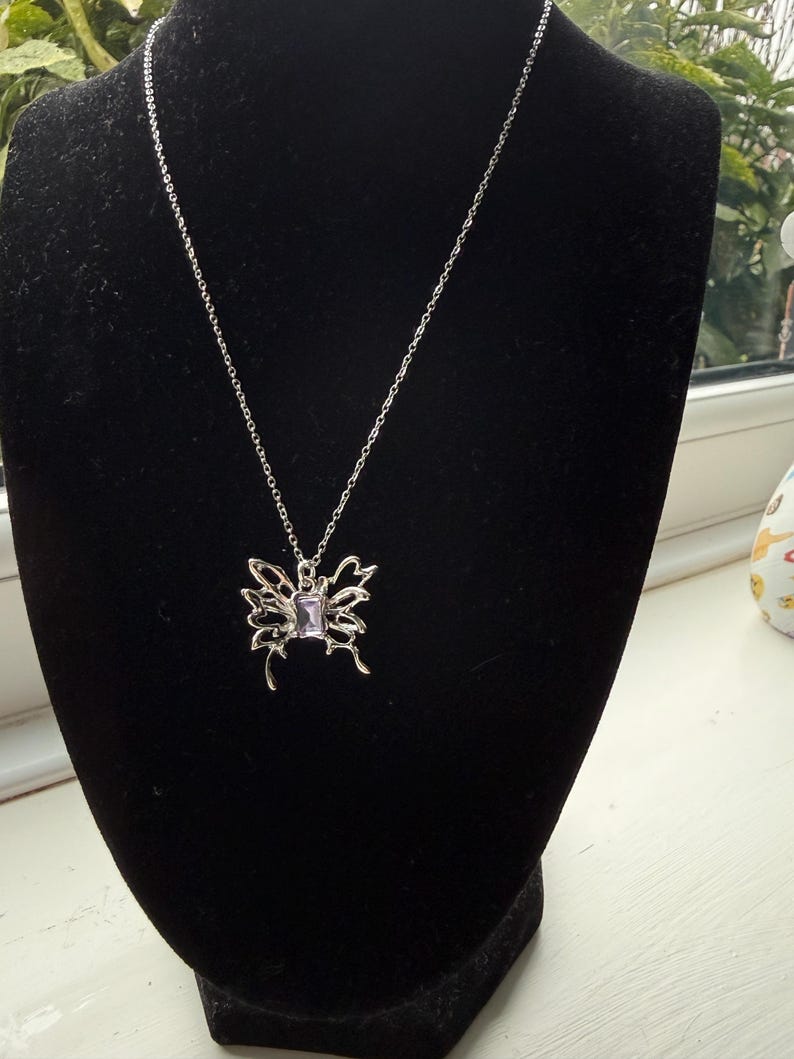 Handmade Fairy Whimsical Purple Gem Necklace 17” Beadsbylillixx