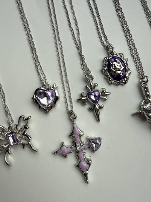 Handmade Fairy Whimsical Purple Gem Necklace 17”