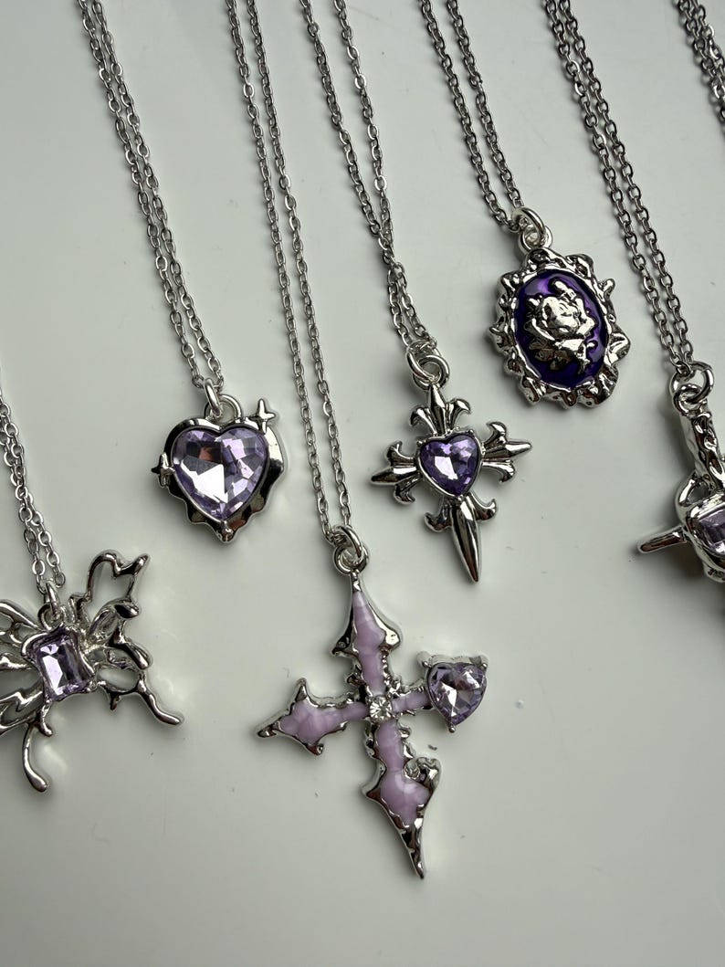 Handmade Fairy Whimsical Purple Gem Necklace 17” Beadsbylillixx