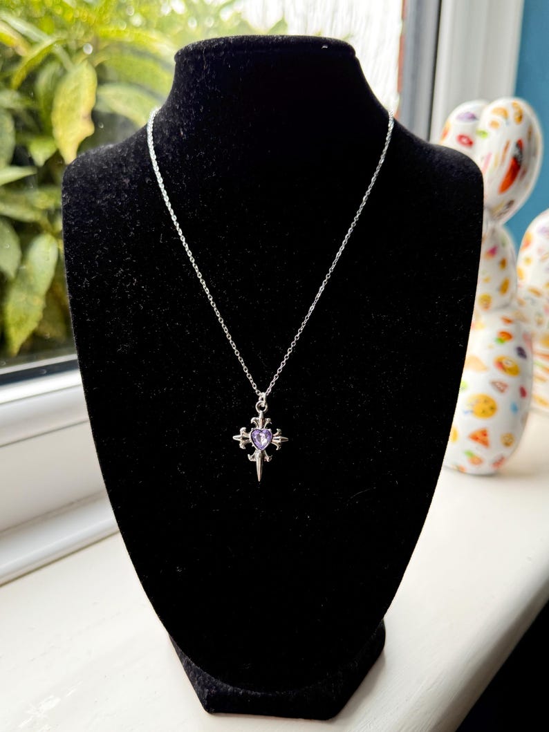 Handmade Fairy Whimsical Purple Gem Necklace 17” Beadsbylillixx