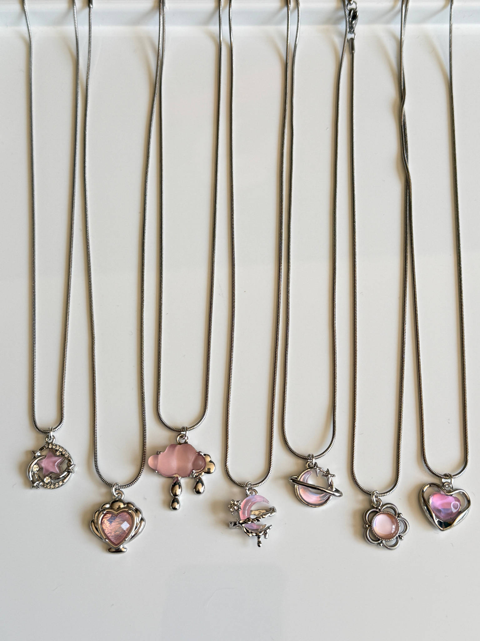 Handmade Fairycore - Whimsical Pink Gem Necklace 18” Beadsbylillixx