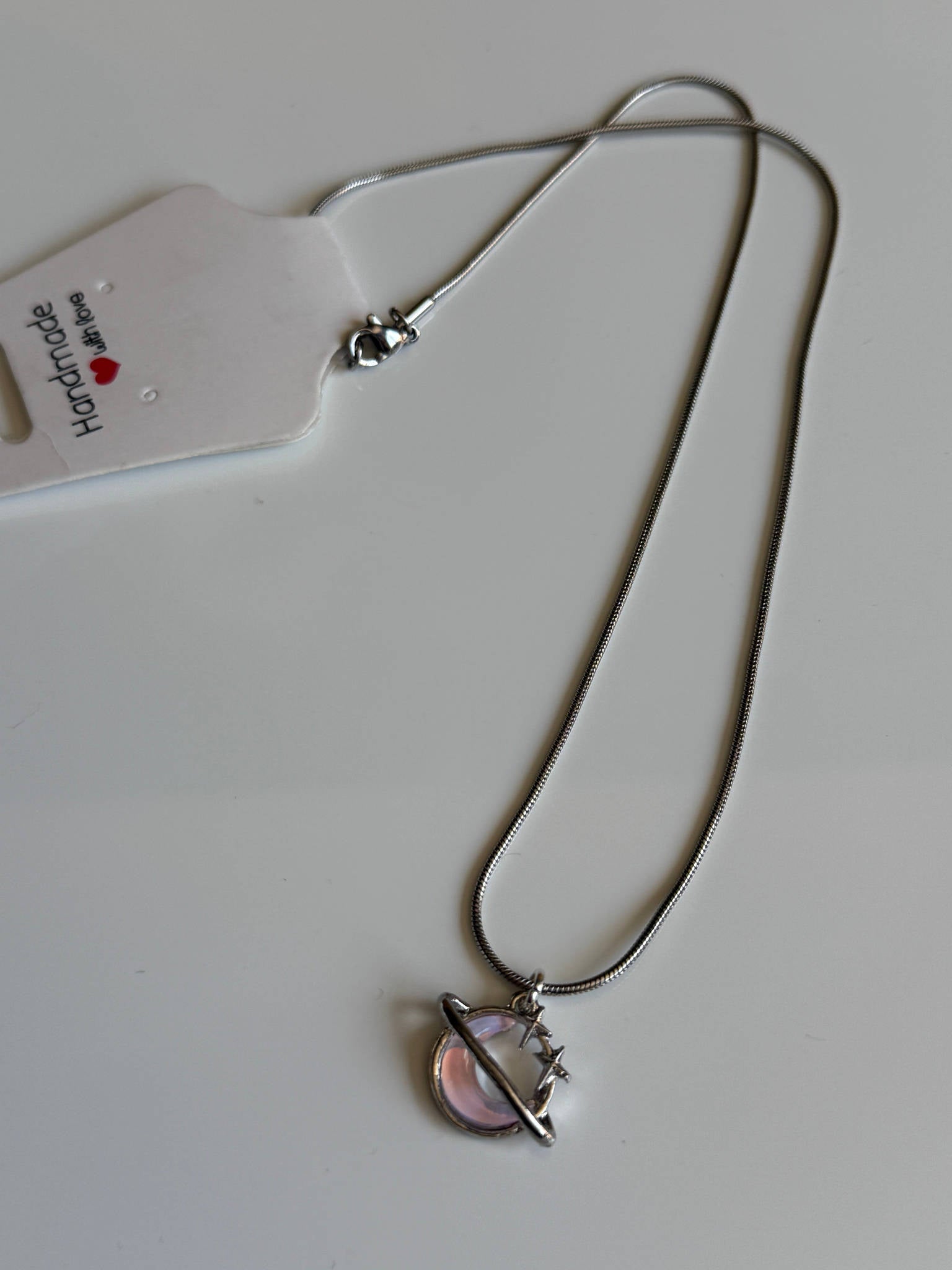 Handmade Fairycore - Whimsical Pink Gem Necklace 18” Beadsbylillixx