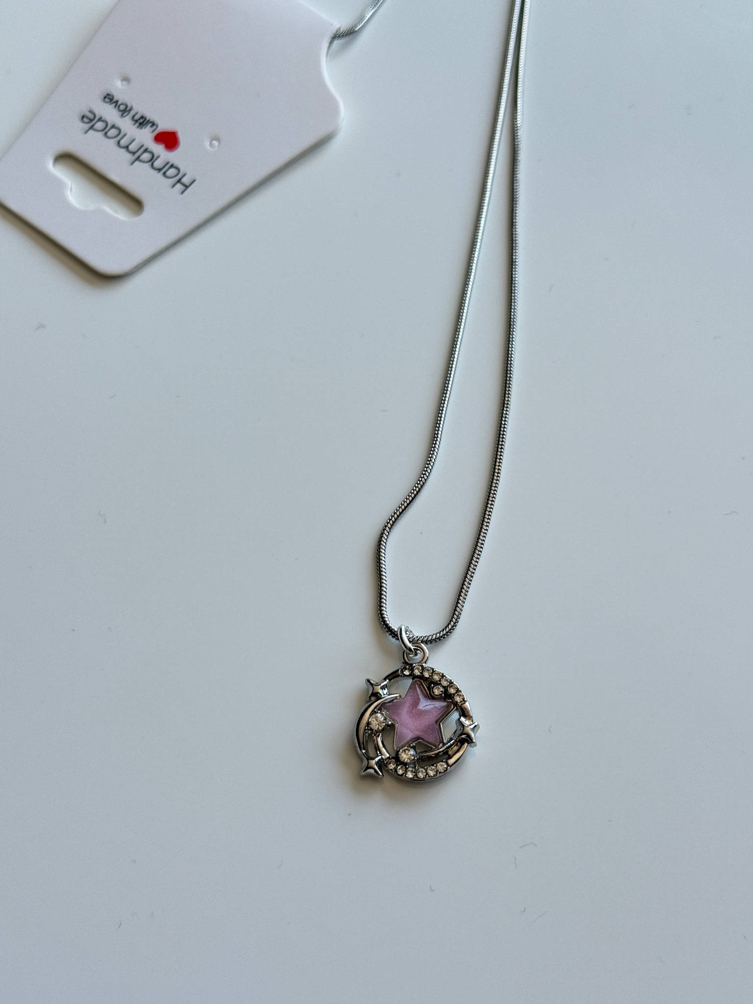 Handmade Fairycore - Whimsical Pink Gem Necklace 18” Beadsbylillixx