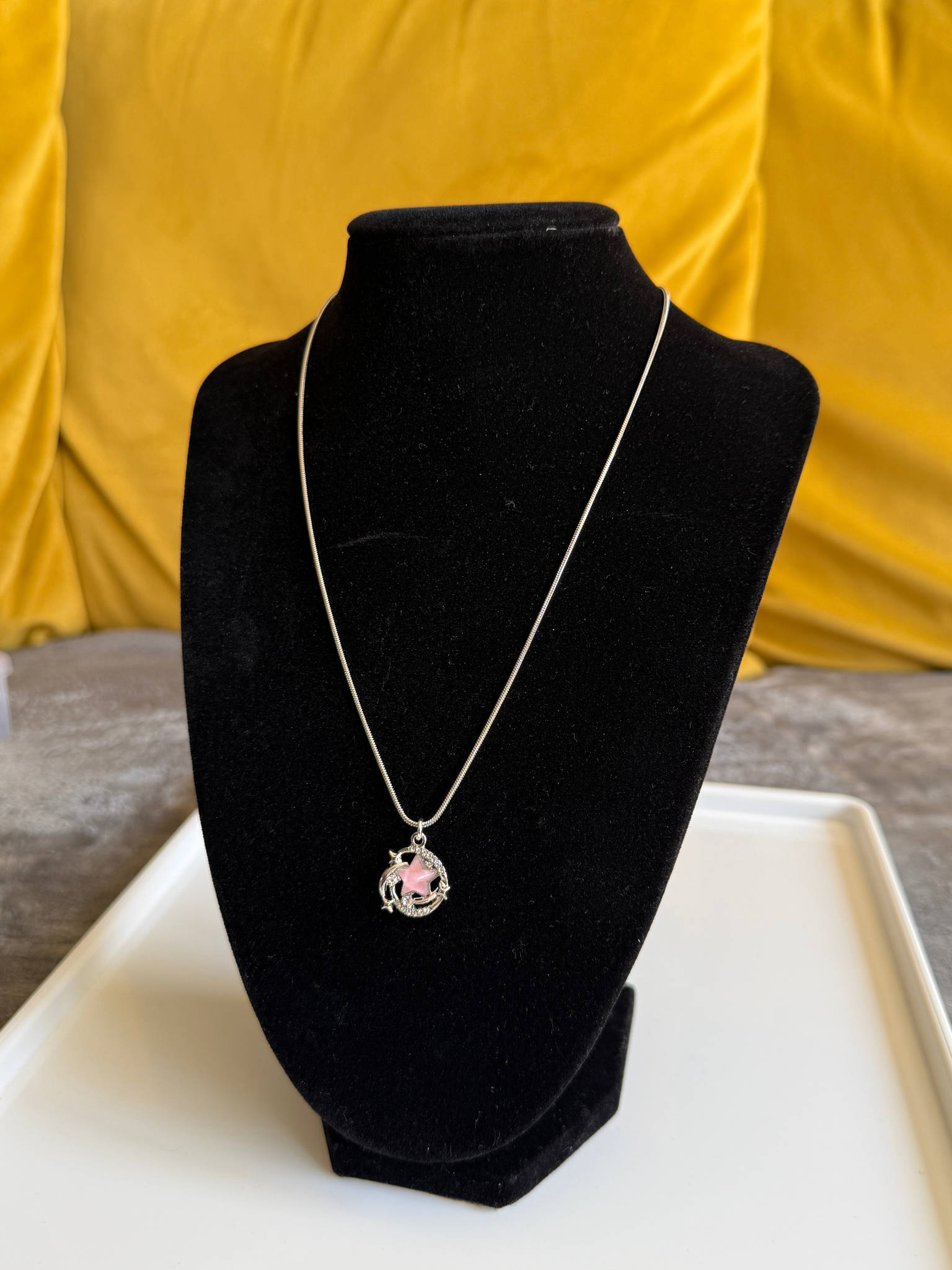 Handmade Fairycore - Whimsical Pink Gem Necklace 18” Beadsbylillixx