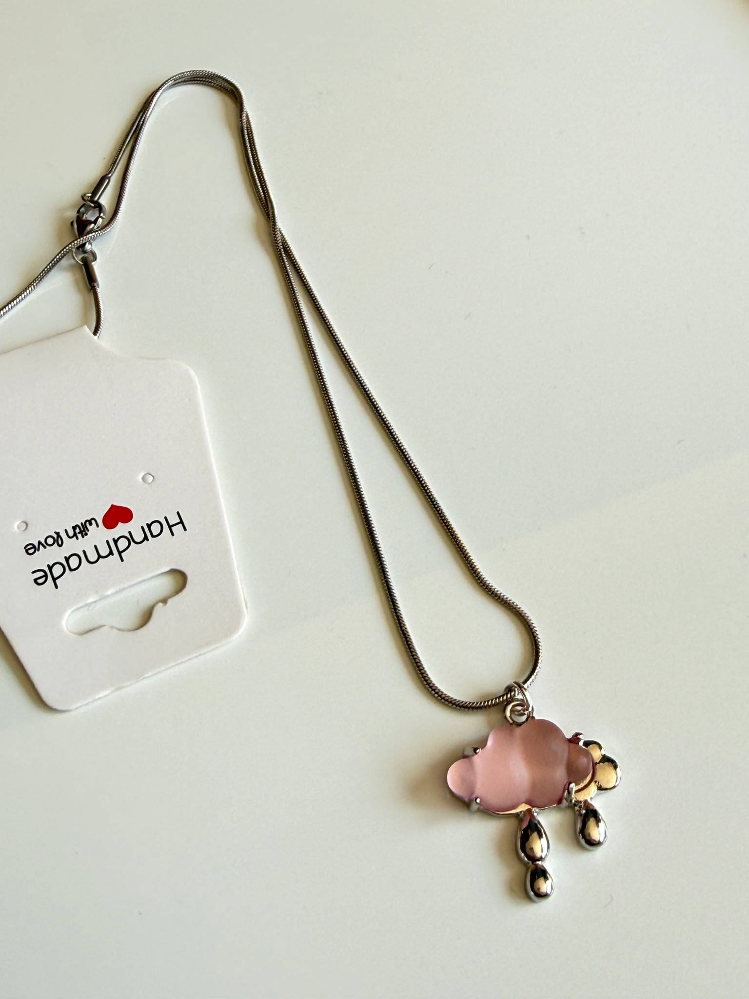 Handmade Fairycore - Whimsical Pink Gem Necklace 18” Beadsbylillixx