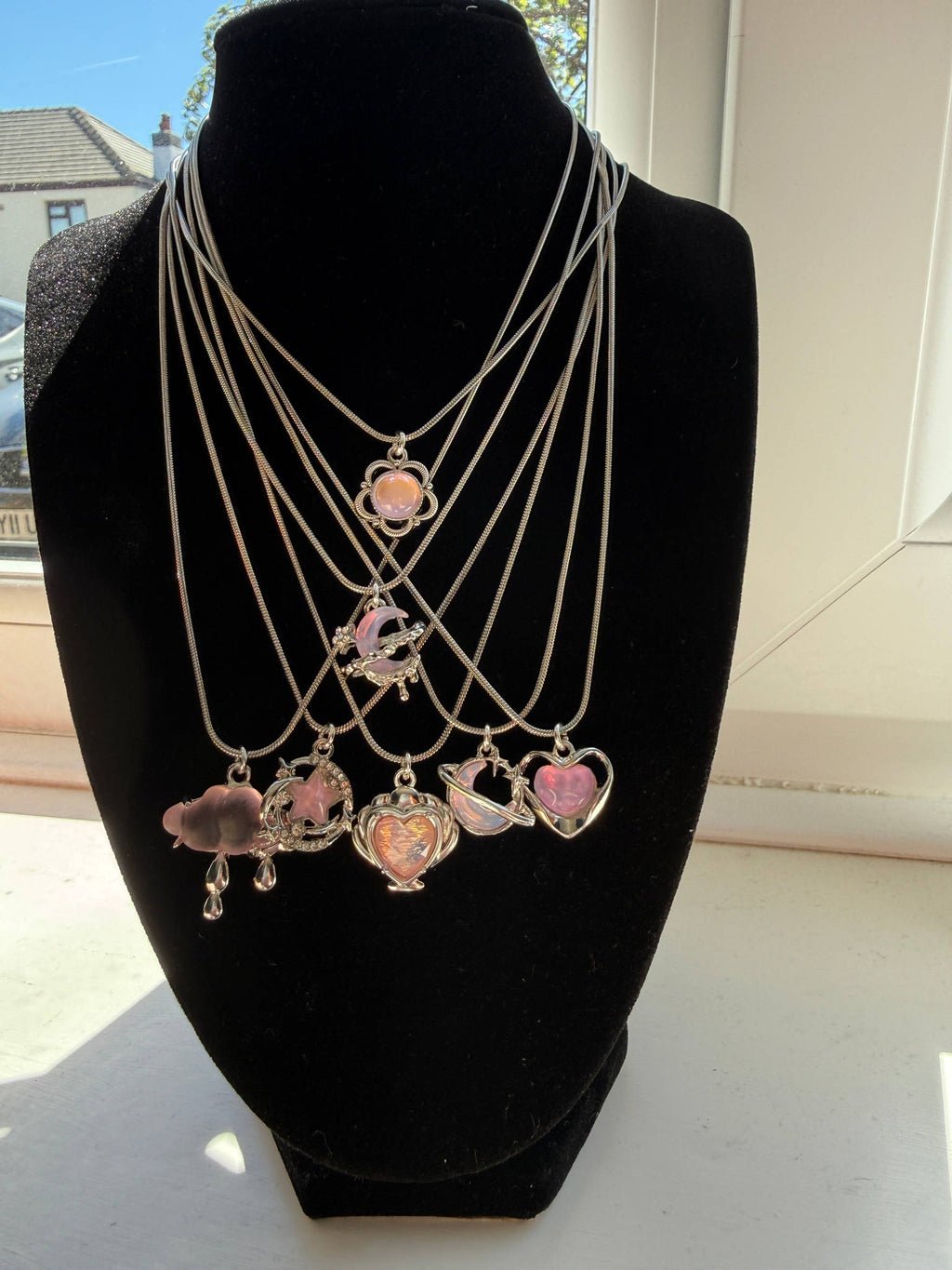 Handmade Fairycore - Whimsical Pink Gem Necklace 18” Beadsbylillixx