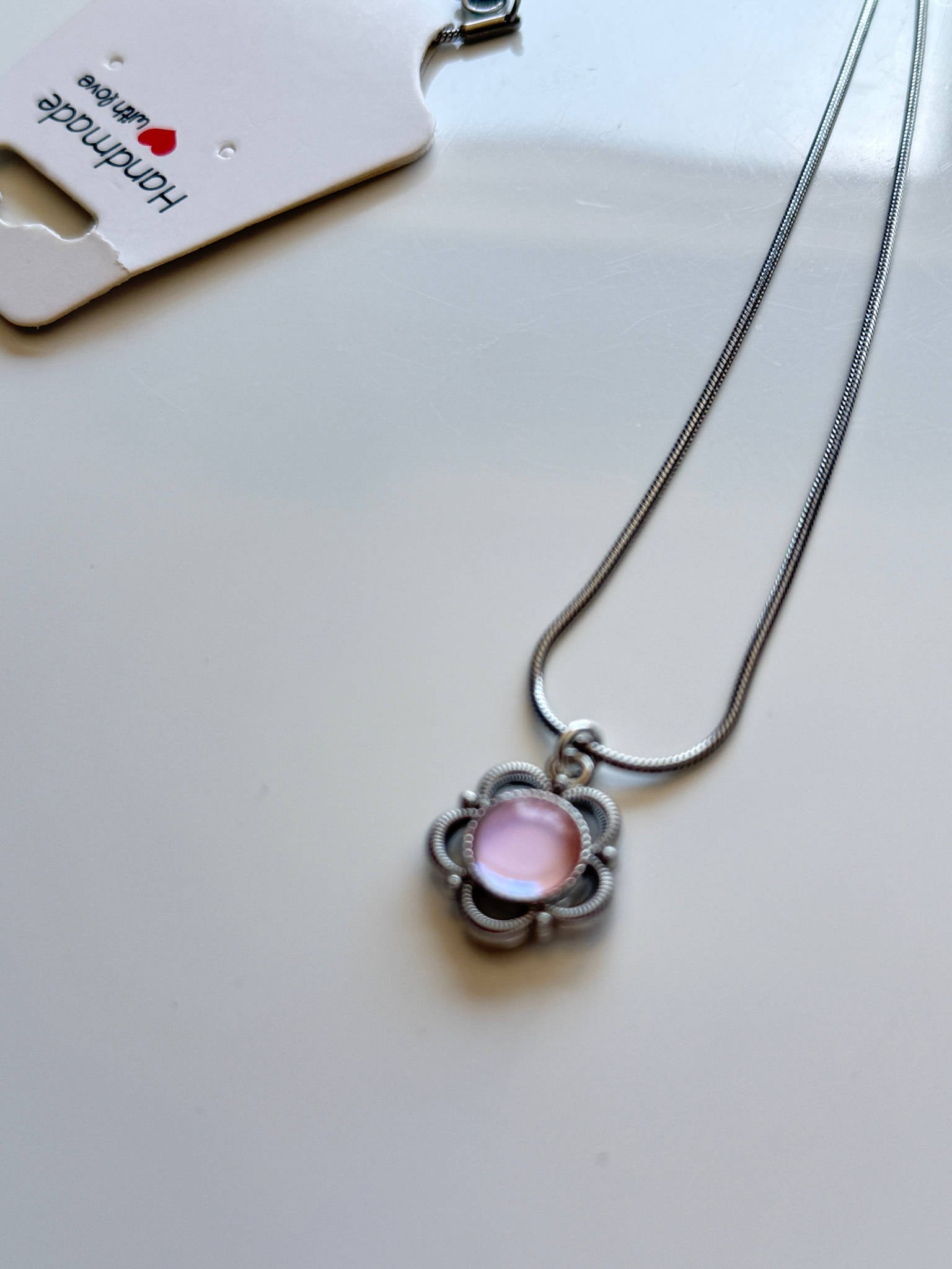 Handmade Fairycore - Whimsical Pink Gem Necklace 18” Beadsbylillixx