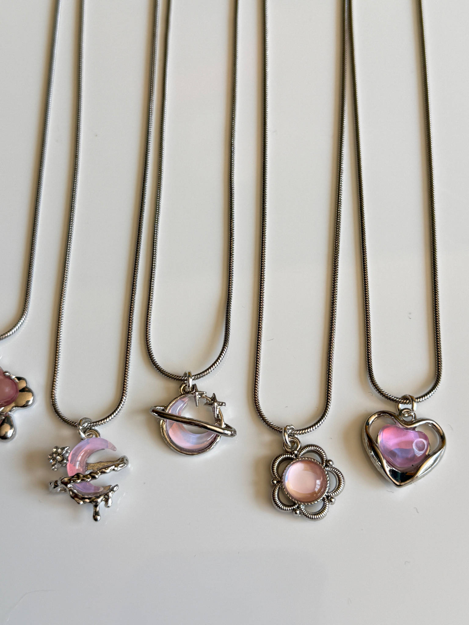 Handmade Fairycore - Whimsical Pink Gem Necklace 18” Beadsbylillixx