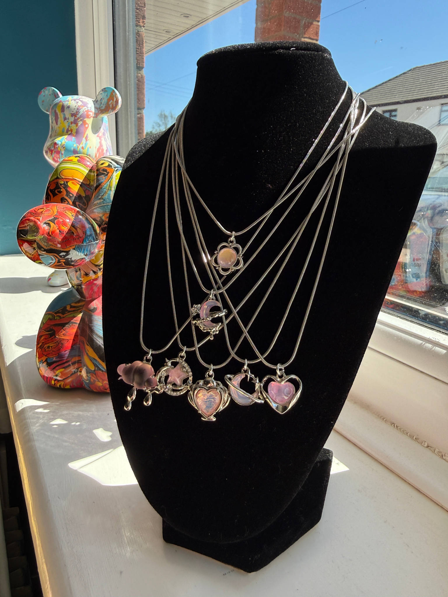 Handmade Fairycore - Whimsical Pink Gem Necklace 18” Beadsbylillixx