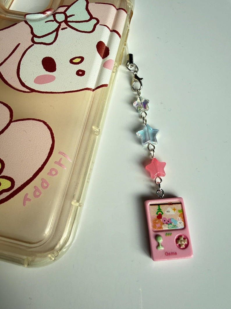 Handmade Game Console Phone Charm, Y2K Kawaii Mobile Accessory Beadsbylillixx
