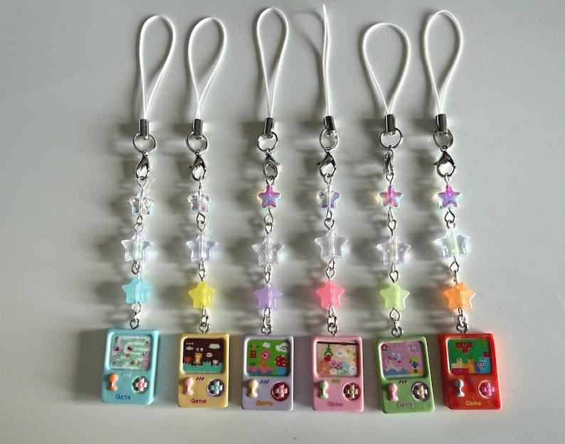 Handmade Game Console Phone Charm, Y2K Kawaii Mobile Accessory Beadsbylillixx