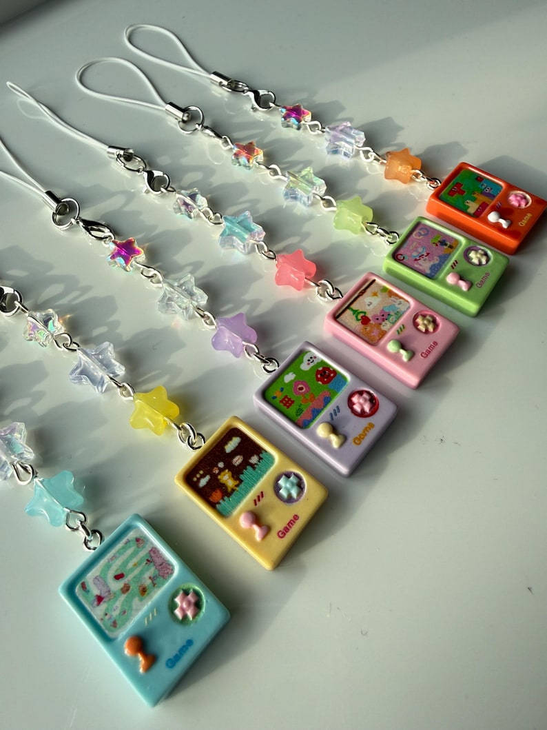 Handmade Game Console Phone Charm, Y2K Kawaii Mobile Accessory Beadsbylillixx