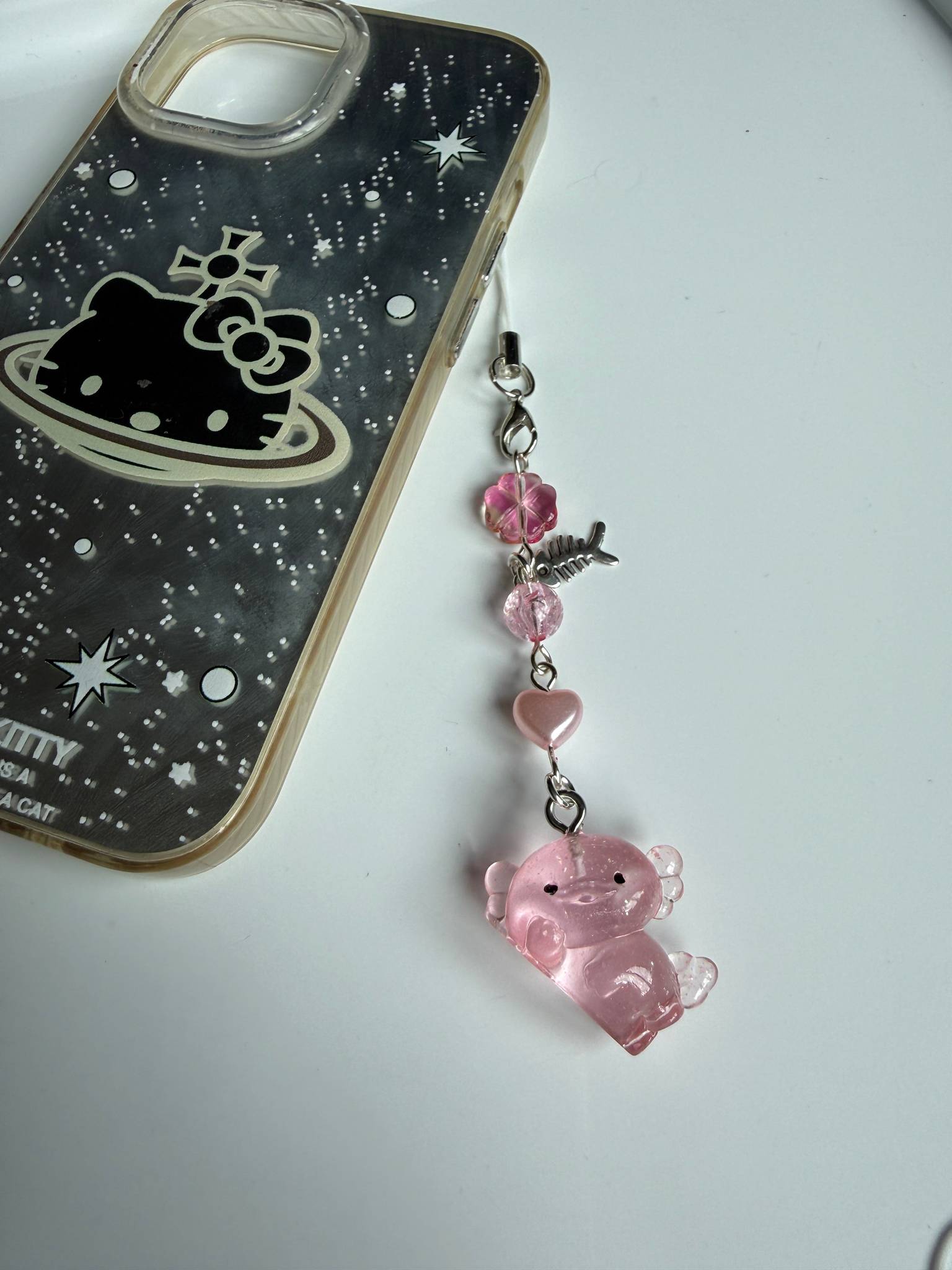 Handmade Glow-in-the-Dark Axolotl Phone Charm | Oceancore Collection Beadsbylillixx