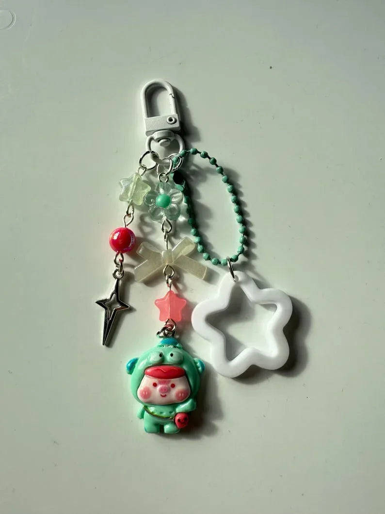 Handmade Hangyodon Cosplay keychains: Kawaii Beaded Accessory, matching phone charm Beadsbylillixx