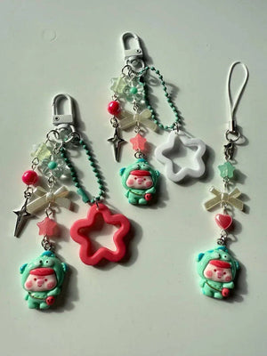 Handmade Hangyodon Cosplay keychains: Kawaii Beaded Accessory, matching phone charm