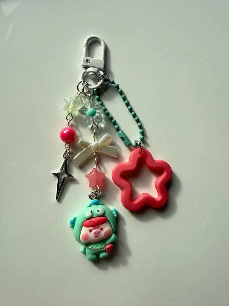 Handmade Hangyodon Cosplay keychains: Kawaii Beaded Accessory, matching phone charm Beadsbylillixx