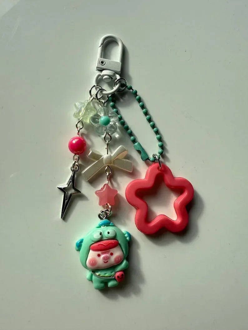 Handmade Hangyodon Cosplay keychains: Kawaii Beaded Accessory, matching phone charm Beadsbylillixx