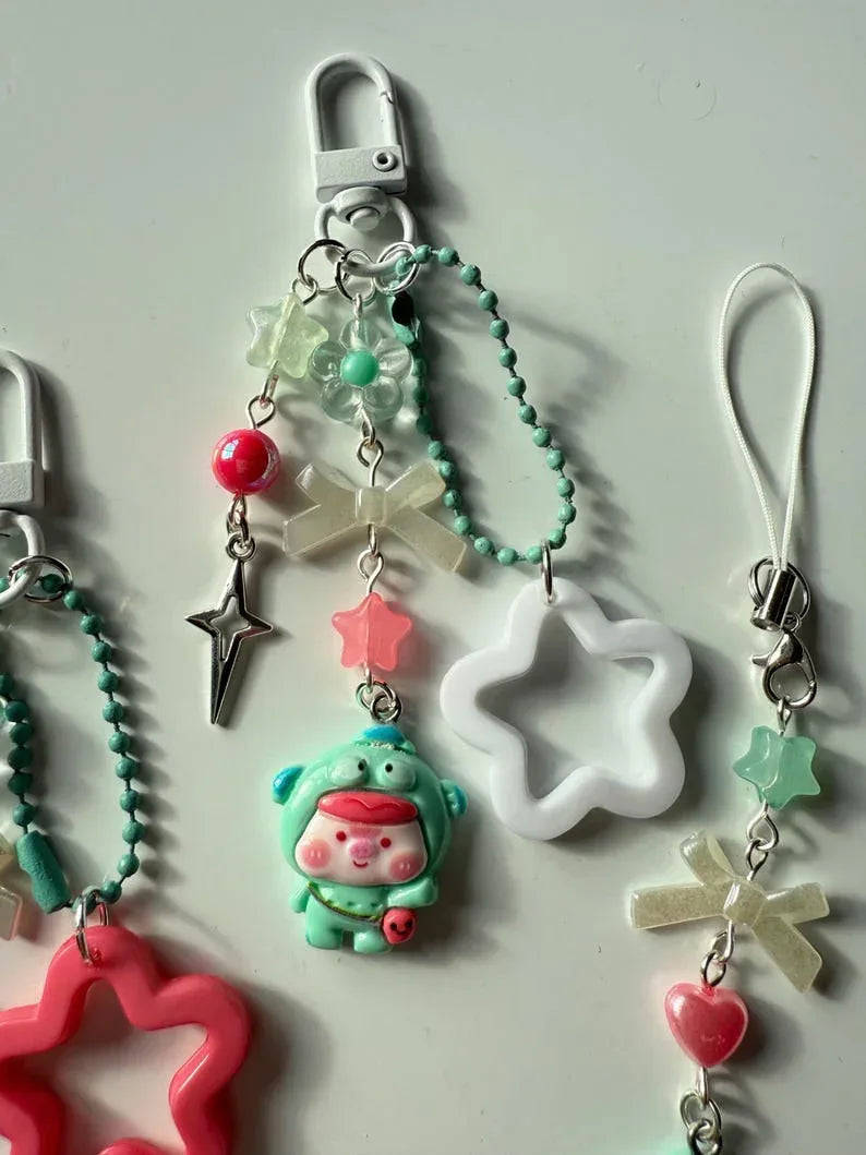 Handmade Hangyodon Cosplay keychains: Kawaii Beaded Accessory, matching phone charm Beadsbylillixx