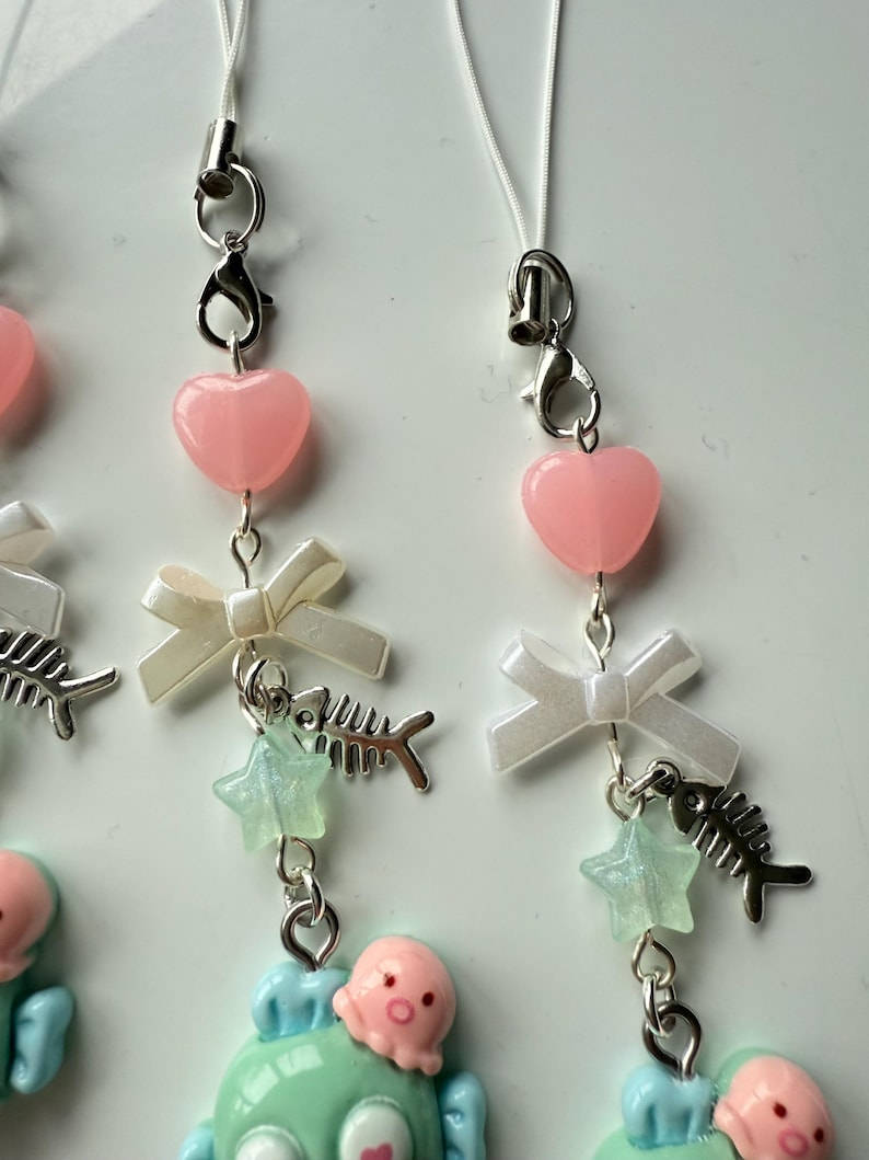 Handmade Hangyodon loved up Phone Charm: Kawaii Beaded Accessory, sanriocore Beadsbylillixx