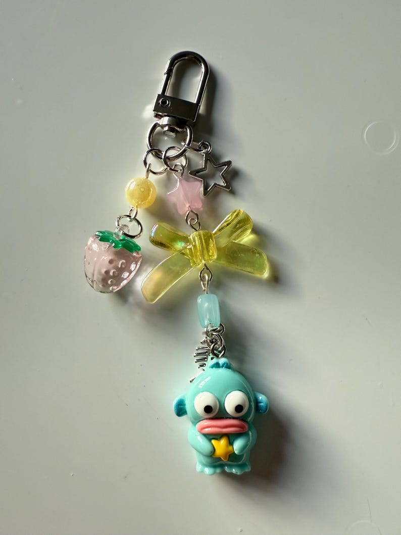 Handmade Hangyodon themed Keychain: Kawaii Beaded Accessory, sanriocore Beadsbylillixx