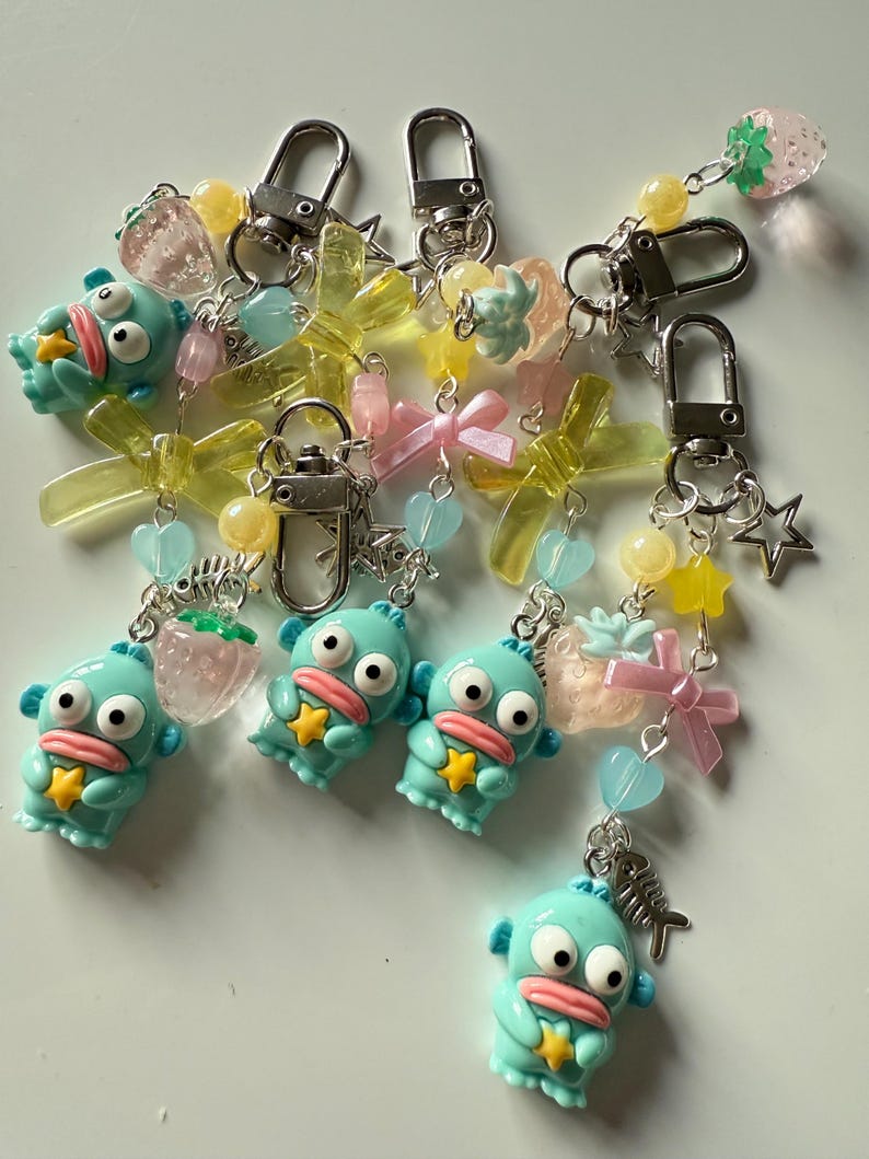 Handmade Hangyodon themed Keychain: Kawaii Beaded Accessory, sanriocore Beadsbylillixx
