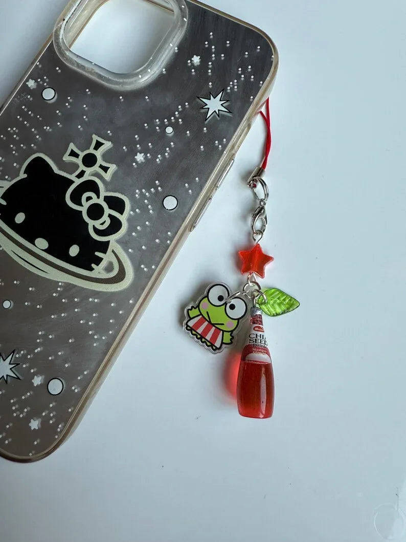 Handmade Japanese Chia Seed bottle Phone Charms, beaded accessories, soda bottle phone charms Beadsbylillixx