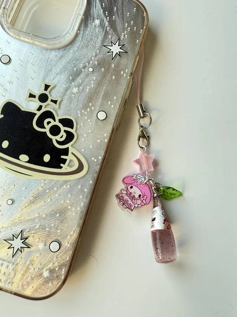 Handmade Japanese Chia Seed bottle Phone Charms, beaded accessories, soda bottle phone charms Beadsbylillixx