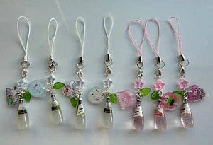 Handmade Japanese Chia Seed bottle Phone Charms, beaded accessories, soda bottle phone charms