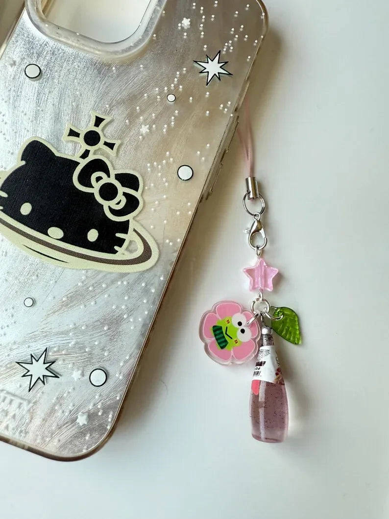 Handmade Japanese Chia Seed bottle Phone Charms, beaded accessories, soda bottle phone charms Beadsbylillixx
