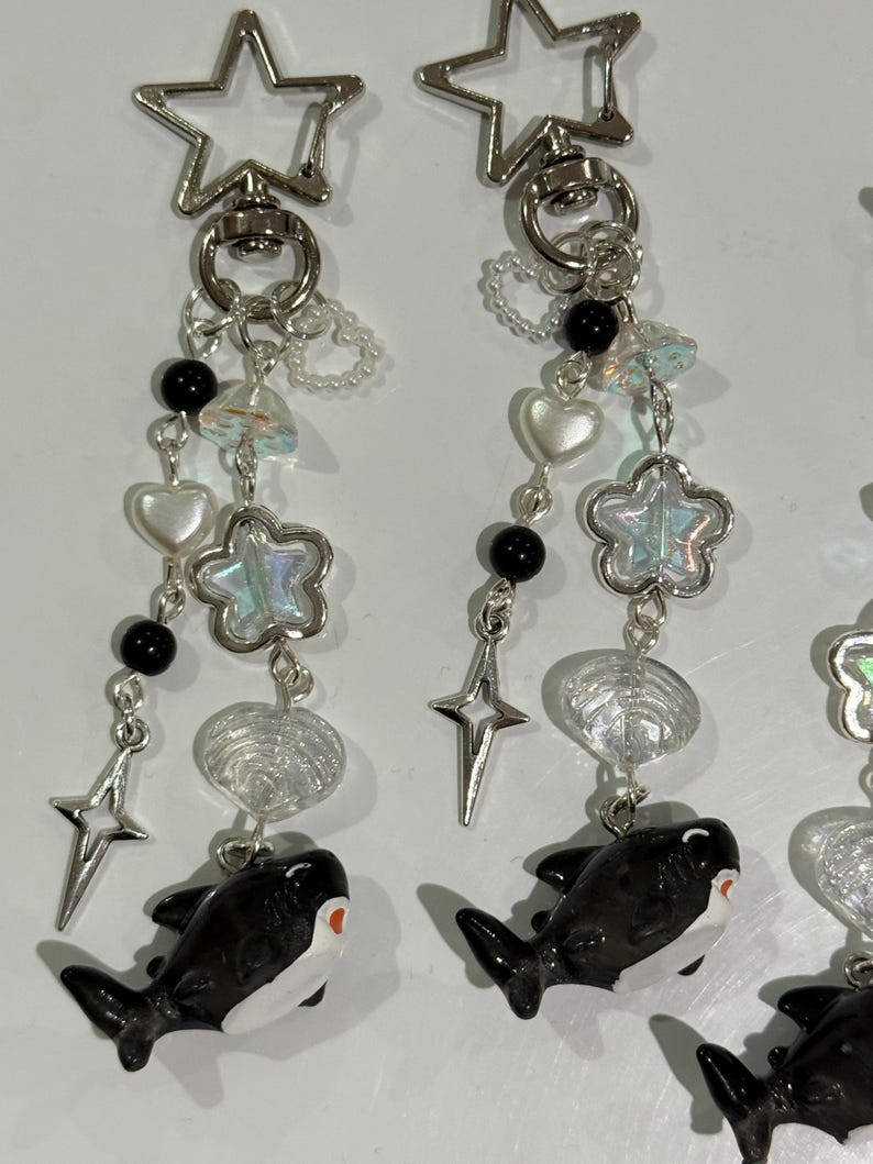Handmade Kawaii black Shark keychain Beadsbylillixx