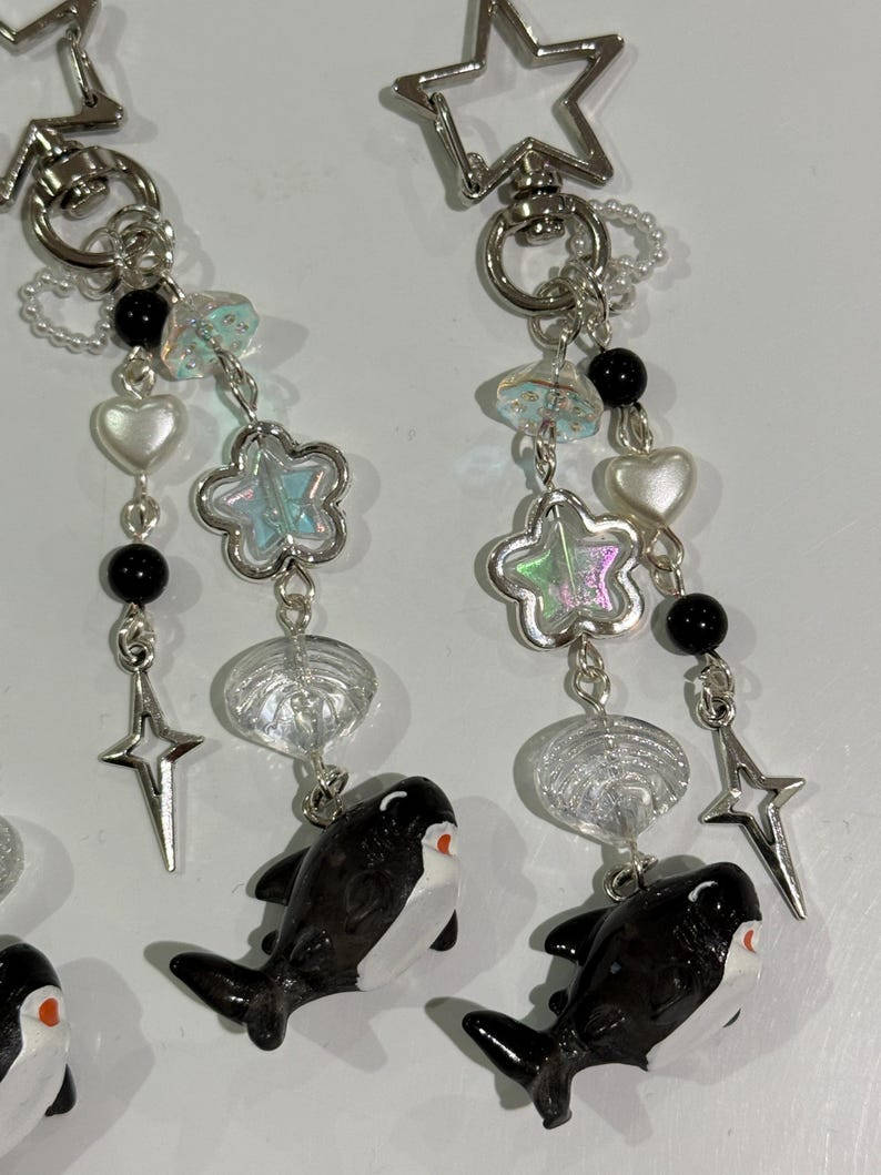 Handmade Kawaii black Shark keychain Beadsbylillixx