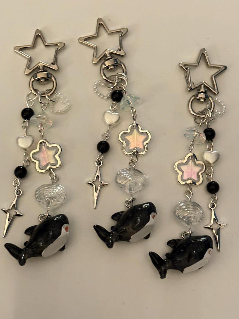 Handmade Kawaii black Shark keychain Beadsbylillixx