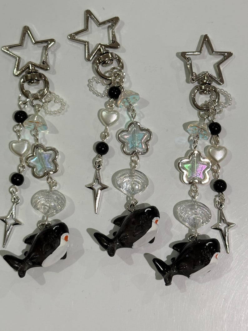 Handmade Kawaii black Shark keychain Beadsbylillixx