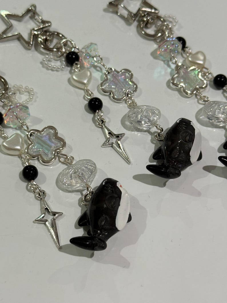 Handmade Kawaii black Shark keychain Beadsbylillixx