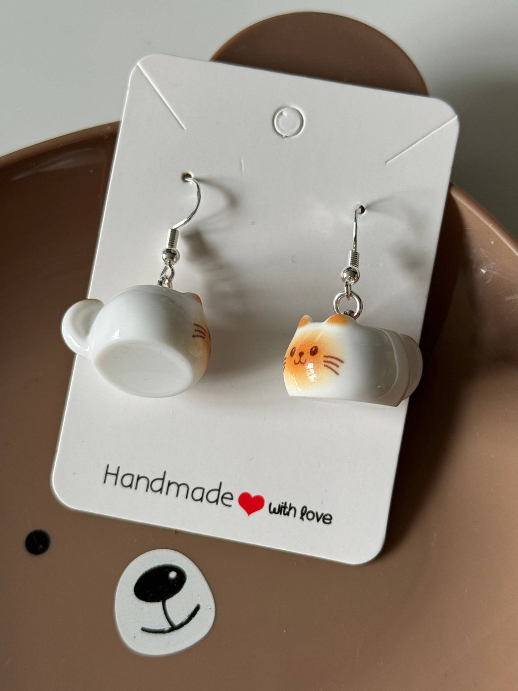 Handmade Kawaii Cappuccino kitty Earrings –  Y2K Style Beadsbylillixx
