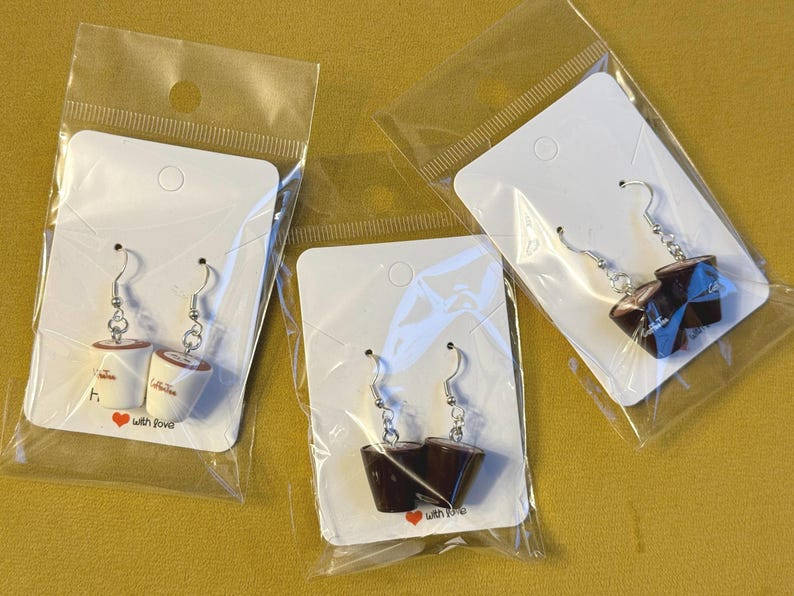Handmade Kawaii Coffee Cup Sterling Silver Earrings Beadsbylillixx