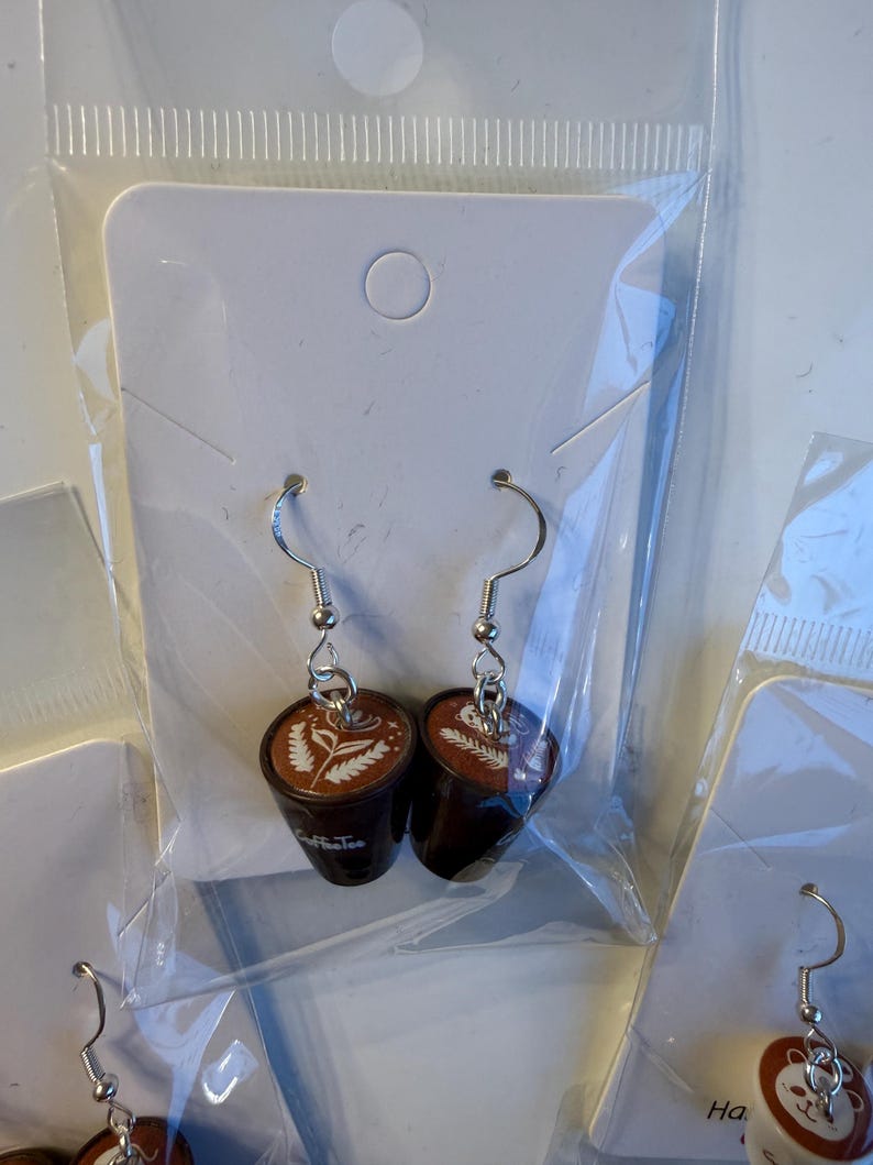 Handmade Kawaii Coffee Cup Sterling Silver Earrings Beadsbylillixx